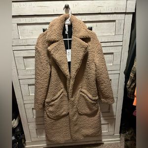 MURAL WOMEN'S COZY TAN TEDDY BEAR COAT - NWT